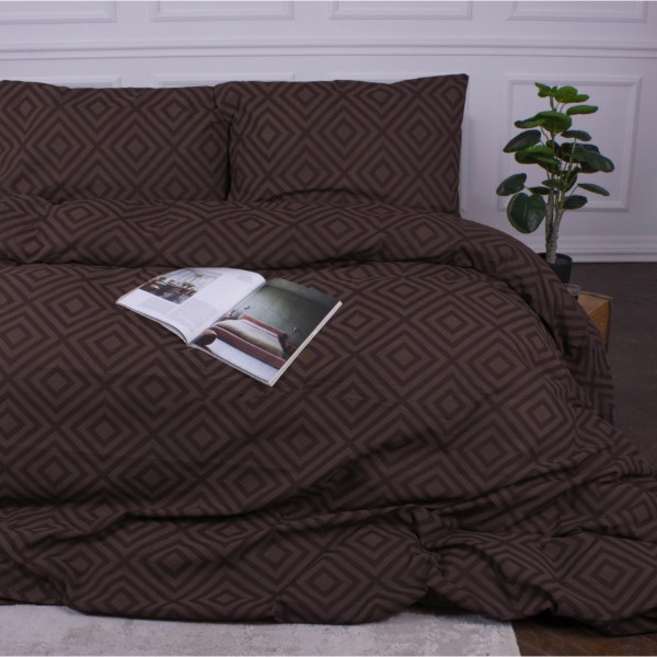 Фото - Комплект постельного белья детский MirSon Ranforce Elite 17-0624 Geometry Brown 110х140 (2200008204150)